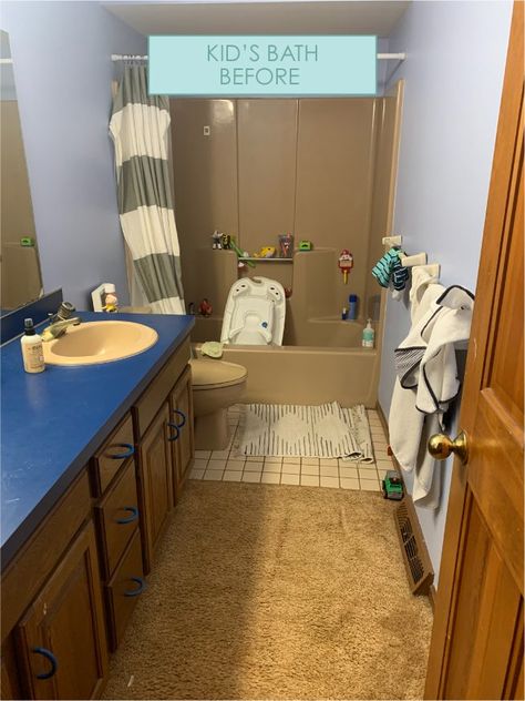 Kid's Bath Reno Reveal Part 1 — Lauren Koster Creative Kids And Guest Bathroom Ideas, Kids/guest Bathroom, Kids Bathroom Renovation, Toddler Bathroom Ideas, Kid Bathroom Ideas, Unisex Kids Bathroom Ideas, Modern Kids Bathroom Ideas, Boys Bathroom Ideas, Kids Guest Bathroom Ideas