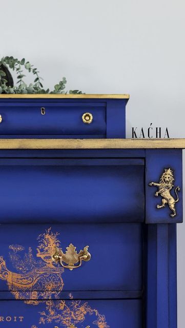 Royal Blue Painted Furniture, Kasha Furniture Painting, Kacha Furniture, Napoleonic Blue, Royal Bed, Blue Painted Furniture, Blue Chalk Paint, Blue Furniture, Chalk Painting