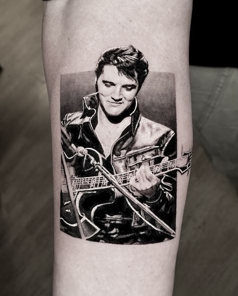 Elvis Presley micro realism piece. LONDON - I have a couple of spaces left in September, message me with your tattoo ideas! #microrealism #fineline #portraittattoo #elvis #elvispresley Elvis Tattoo For Women, Elvis Presley Tattoos, Elvis Presley Tattoo, September Message, Elvis Tattoo, Micro Realism, Elvis Presley, Message Me, Realism