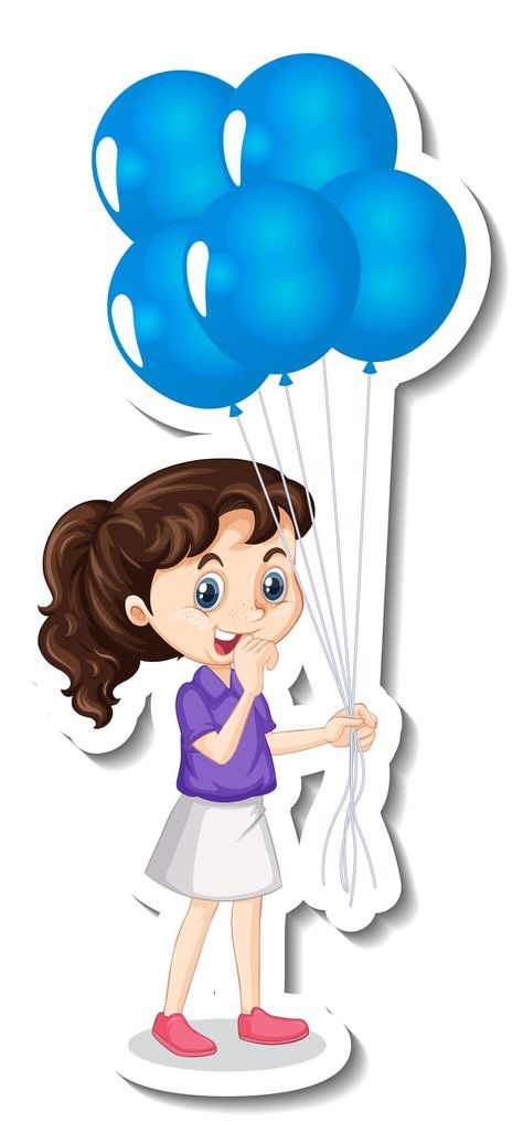 Free Vector | Cute girl holding balloons cartoon character sticker Girl Holding Balloons, Holding Balloons, Balloon Cartoon, Indian Boy, Cartoon Svg, Small Girl, Girl Clipart, Kids Clipart, Kid Character