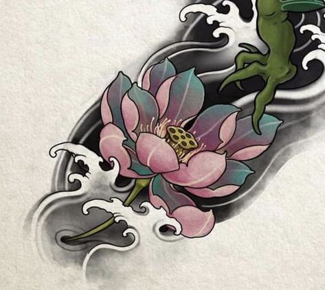 Pin en back ground Tattoo Design Japanese, Dragon Koi Tattoo Design, Chicanas Tattoo, Koi Tattoo Design, Lotus Flower Tattoo Design, Japanese Flower Tattoo, Rose Flower Tattoos, Small Girly Tattoos, Lotus Tattoo Design