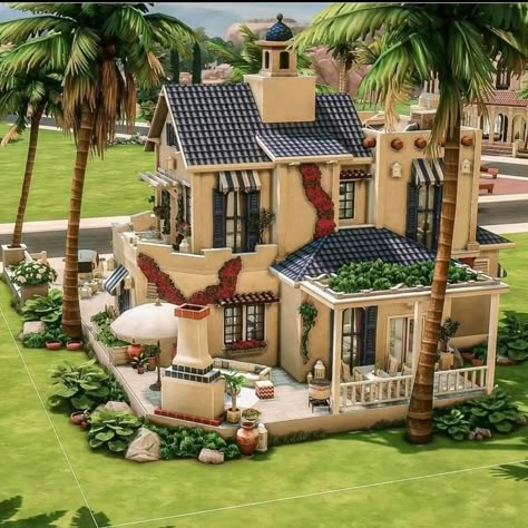 Sims 4 Selvadorada House, Sims 4 Tartosa House, Sims 4 Mediterranean House, Mexican Mansion, Bloxburg House Ideas No Gamepasses, Modern Bloxburg House Ideas, Bloxburg House Ideas Modern, Bloxburg Beach House, Modern Bloxburg House