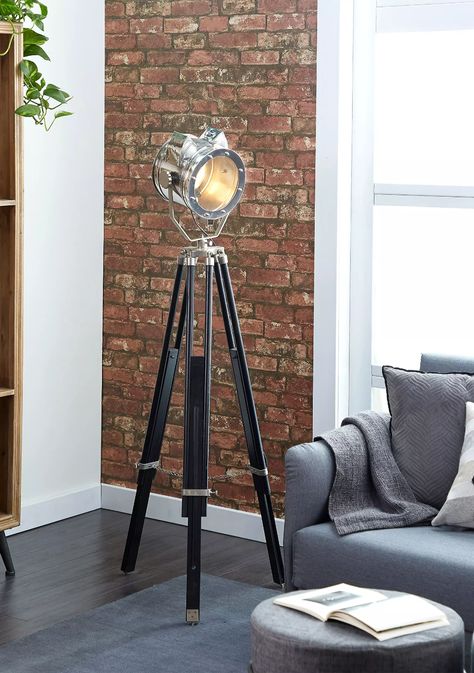 Monroe Lane Industrial Wood Floor Lamp | belk Black Wood Floors, Spotlight Floor Lamp, Industrial Floor Lamp, Industrial Floor, Spotlight Lamp, Tall Floor Lamps, Unique Floor Lamps, Industrial Floor Lamps, Tall Lamps