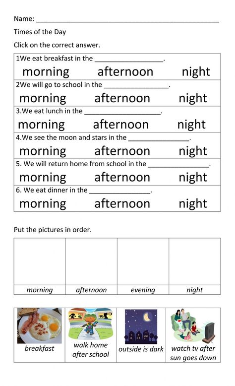 Clock Worksheets, Times Of The Day, Kids Worksheets Preschool, Time Worksheets, Days And Months, Game Board, Preschool Worksheets, Worksheets For Kids, Teacher Life