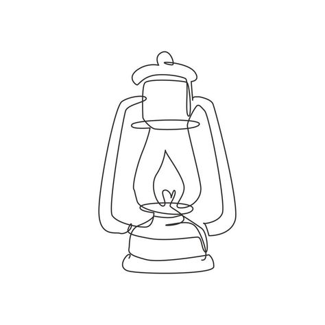 Lantern Line Drawing, Lantern Graphic Design, Lantern Design Drawing, Lamp Doodle, Lantern Drawing, Lamp Tattoo, Gas Lamps, Graphic Design Vector, Camping Vintage