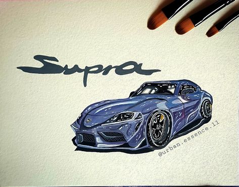 Watercolor painting of toyota supra mk5 ...visit this link to check out my profile on other social media platforms 👉 linkr.bio/UrbanEssence Supra Painting, Toyota Supra Mk5, Supra Mk5, Realism Paintings, Realism Painting, Toyota Supra, My Profile, Social Media Platforms, Realism