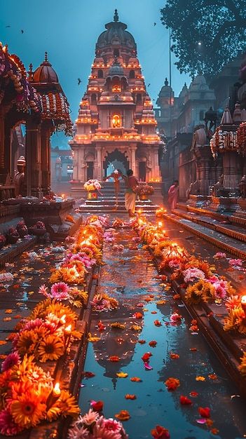 Ayodhya Diwali Video, Kamakhya Temple Aesthetic, Diwali Golden Temple, Vadakkumnathan Temple Photography, Lotus Temple Delhi Video, Indian Temple Architecture, Temple Architecture, Indian Temple, Free Business Card Mockup