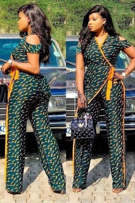 Trendy African Outfits For Women, Kitenge Jumpsuits For Women, Wax Style African Fashion, Ankara Jumpsuit Styles, African Jumpsuit, African Print Jumpsuit, Trendy Ankara Styles, Best African Dresses, African Fashion Skirts