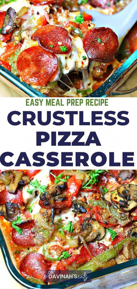 This easy Crustless Pizza Casserole recipe makes the perfect family dinner. It requires just a few ingredients and can be part of a weekly meal prep. Enjoy this with sausage or any ground meat. Sneak in vegetables between its layers of sauce, meat and cheese. Make this if you want keto pizza recipes, low-carb pizza recipes, no crust pizza, or pizza without crust. Pizza Casserole Recipe Low Carb, Meatball Pizza Casserole, No Carb Sausage Recipes, Low Calorie Recipes Casserole, Pizza Without Crust, Pizza Bake Keto, Low Carb Veggie Pizza, No Crust Pizza Casserole, Ww Pizza Casserole