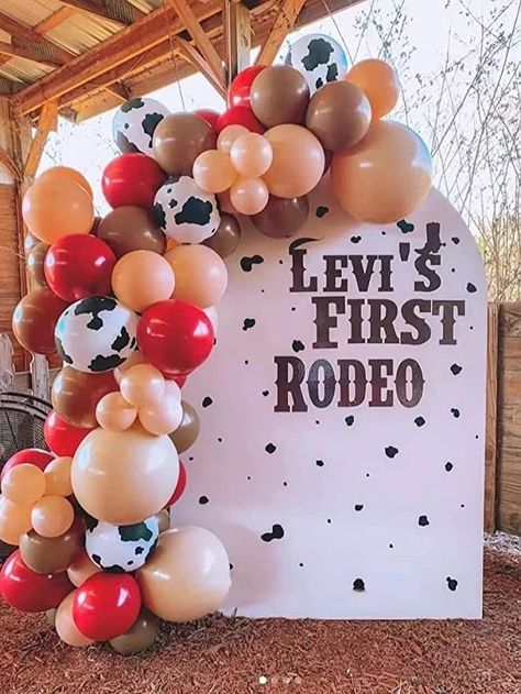 Komiikka Farmhouse Balloon Garland Kit, 119pcs Red Cocoa Cow Printed Balloons with 16ft Strip for Farm Party, Western Cowboy Themed Birthday, Baby Shower, Bridal Shower Decorations Shower Room Layout, Cow Balloon Garland, Balloon Garland Birthday, Garland Birthday, First Rodeo, Balloon Garland, Rodeo, Arch, Cow