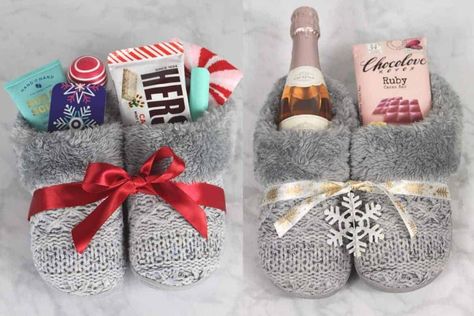 Joululahjat Diy, Diy Gifts For Christmas, Diy Christmas Gifts For Friends, Holiday Gift Exchange, Frugal Christmas, Christmas Slippers, Christmas Gift Basket Ideas, Diy Gift Baskets, Diy Gift Ideas