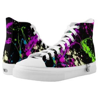 Paint Splash Men's Clothing & Apparel | Zazzle Neon Graffiti, Splatter Nails, Neon Shoes, Black High Top Sneakers, Diy Sneakers, Painted Sneakers, Shoe Ideas, Lavender Blush, Blue Lavender