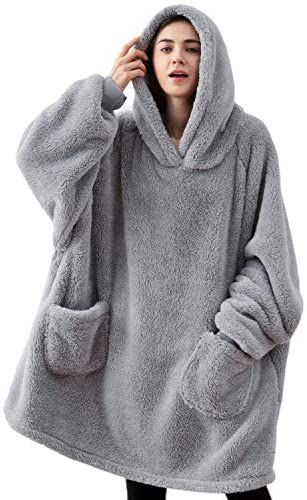 Bedsure Oversized Wearable Blanket Hoodie - Fluffy Fleece Adults Hoody Blanket for Men & Women, Comfy Snuggle Hoodie Blanket Gift for Her, Gift for Women, Grey, 95x85cm : Amazon.co.uk: Home & Kitchen Big Hoodies, Sweatshirt Blanket, Pajama Fashion, Comfy Blankets, Blanket Sweater, Blanket Hoodie, Hoodie Blanket, Wearable Blanket, Hooded Blanket