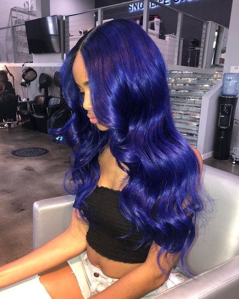 Blue lacefront Indigo Hair Color, Hair Goals Color, Indigo Hair, Hair Dyed, Blue Wig, Beautiful Hair Color, Frontal Hairstyles, Super Hair, Trendy Hair