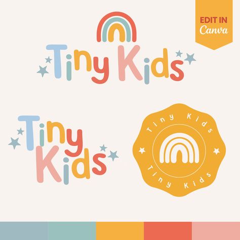 Elevate your brand for kids with our Canva-editable Kids Logo Template. Perfect for children's clothing brands, daycare centers, and teachers, this template is designed to capture the essence of childhood. Customize effortlessly to create a unique and original logo that stands out. With options to change colors, position, and typography, you can add your personal touch easily. Get started today and create a fun and colorful logo that truly represents your brand This item is an Instant Download. WHAT'S INCLUDED - Main Logo Template - Secondary Logo Template - Submark Logo Template These are Canva templates which must be edited in Canva. There are no other template files included (eg. for Photoshop, Illustrator, etc.) WHAT CAN BE CHANGED? Everything! You can change the text, fonts, graphics, Teacher Logo Design, Kids Boutique Logo, Teacher Logo, Daycare Logo, Kids Branding Design, Kids Graphic Design, Fun Logo, Kids Logo Design, Logo Unique