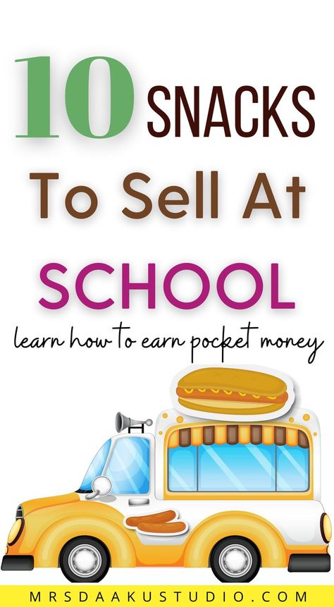 Do you go to school? Are you looking to earn some pocket money? Selling snacks at school is a best option to make money. You can sell chocolate bars, hand-made snacks, cup noodles, donuts, and cookies to earn pocket money to pay your expenses. School Snack Bar Ideas, Snack Ideas To Sell At School, Snacks To Sell For Fundraiser, Kids Selling Ideas Make Money, What To Sell At School, Selling Snacks At School, Snacks To Sell At School, Things To Sell At School, Snacks To Sell