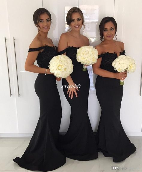 Black Mermaid Long Bridesmaid Dresses For Wedding 2018 Off Shoulder Lace Beading Plus Size Guest Formal Evening Gowns Maid Of Honor Dresses Chocolate Brown Bridesmaid Dresses Couture Bridesmaid Dresses From Sweet Life, $86.19| Dhgate.Com Cheap Long Bridesmaid Dresses, Off Shoulder Bridesmaid, Off Shoulder Bridesmaid Dress, Mermaid Long Bridesmaid Dresses, Black Bridesmaid, Organza Lace, Mermaid Bridesmaid, Custom Bridesmaid Dress, Dress Wedding Party