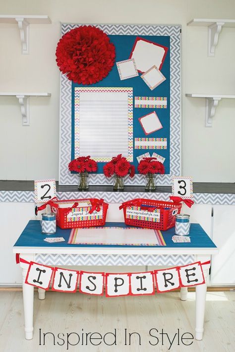 See why Melanie says it’s the “Year of the Chevron” in her latest blog! Patriotic Classroom, Blue Classroom, Red Classroom, Nautical Classroom, Classroom Designs, Classroom Wishlist, Seuss Classroom, Creative Teaching Press, Classroom Makeover