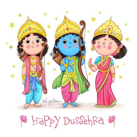 Cute Ram Sita Cartoon, Ram Sita Drawing For Kids, Dashera Festival Drawing, Happy Dashara Image, Dashera Images, Ram Drawing Cute, Ram Sita Cartoon Images, Dussehra Drawing Ideas, Happy Dashera Images