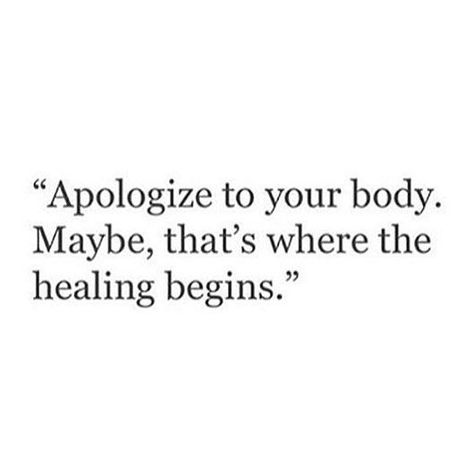 This speaks volumes. Your body deserves an apology. #sobriety #recovery Disorder Quotes, Image Positive, Body Positive Quotes, Phrase Quotes, Eft Tapping, Recovery Quotes, A Quote, Note To Self, Pretty Words