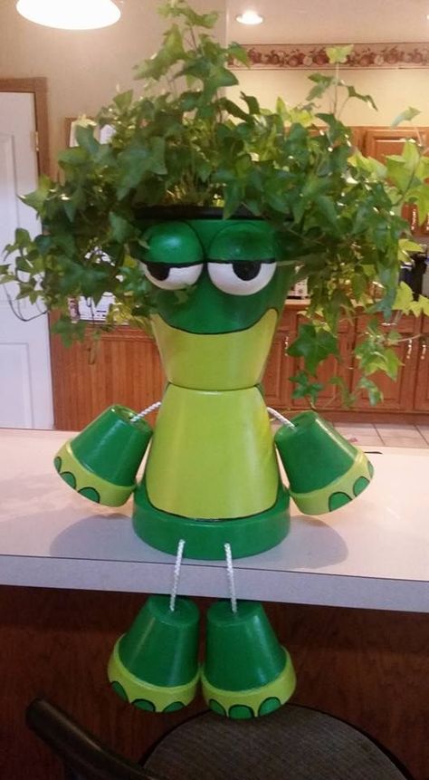 Mr Frog.. Barbara Trainors... | terra cotta | Pinterest ... Pot Animals, Clay Pot Art, Frog Planter, Pots Crafts, Clay Pot Ideas, Pot Craft, Clay Pot Projects, Flower Pot People, Clay Pot People