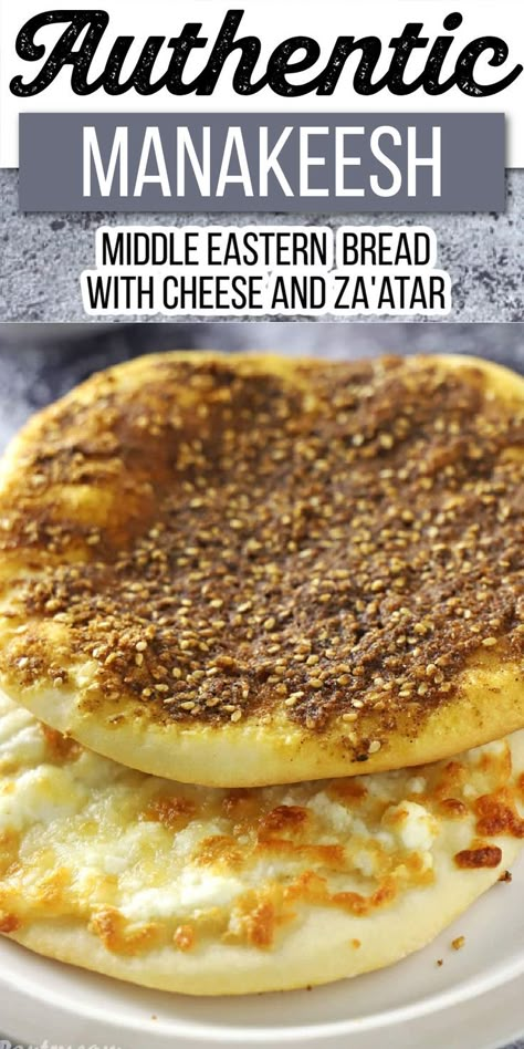 Manakish Recipe, Manakeesh Recipe, Middle Eastern Recipes Arabic Food, Middle Eastern Bread, Zaatar Recipe, Bread With Cheese, Arabic Bread, Middle East Food, Middle East Recipes