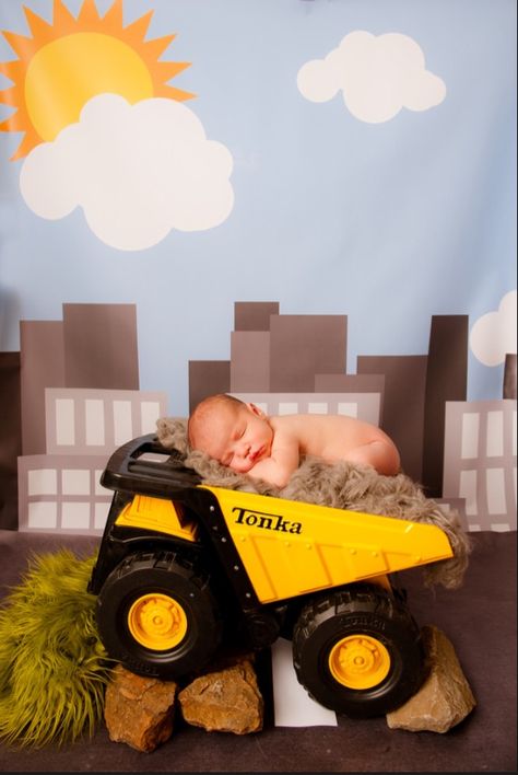 Tonka truck newborn picture Twin Ideas, Photo Theme, Tonka Trucks, Moms Photography, Tonka Truck, Boy Newborn, Baby Boy Photography, Family Picture, Boy Photography