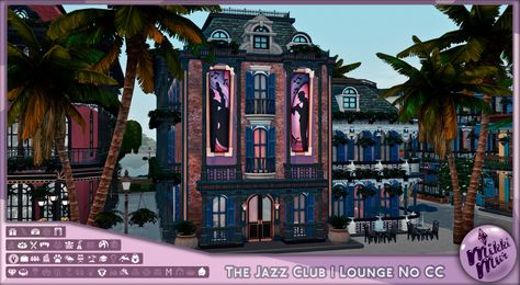 Sims 4 Jazz Club, Sims 4 Club Build, Club Sims 4, Ts4 Builds, Sims Lots, Jazz Lounge, Hollywood Tower Hotel, San Myshuno, Sims 4 Challenges