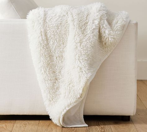 Pottery Barn Bedding, Faux Fur Throw Blanket, Outdoor Cushion Covers, Fur Throw Blanket, Sherpa Throw Blankets, Small Space Solutions, Thrown Pottery, Fur Throw, Faux Fur Throw