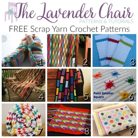 FREE Scrap Yarn Crochet Patterns - The Lavender Chair Scrap Yarn Crochet Patterns, Lavender Chair, The Lavender Chair, Crochet Lavender, Wool Patterns, Christmas Crochet Blanket, Scrap Yarn Crochet, Fingerless Gloves Crochet Pattern, Crochet Stocking