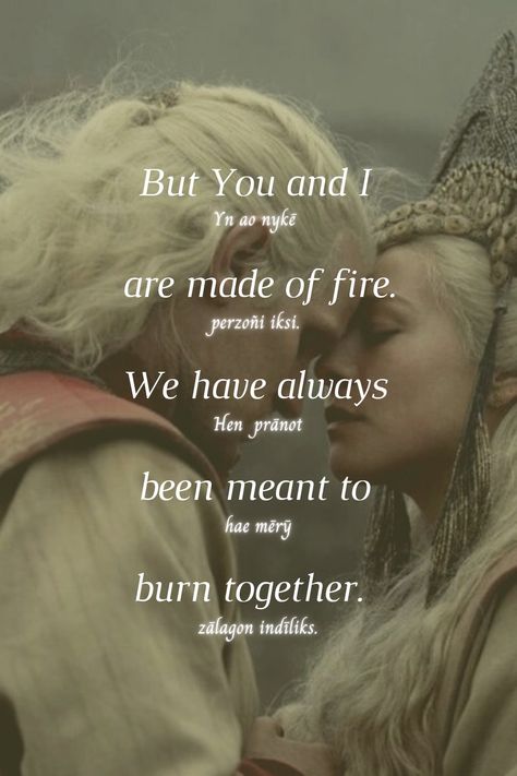 #hotd #houseofthedragon #hbo #quotes #targaryen #fireandblood #rhaenyraanddaemon Dragons In House Of Dragon, High Valyrian Tattoo, Targaryen Wedding, House Targaryen Tattoo, Targaryen Quotes, House Of Dragons Quotes, Targaryen Names, House Of The Dragon Quotes, High Valyrian Language