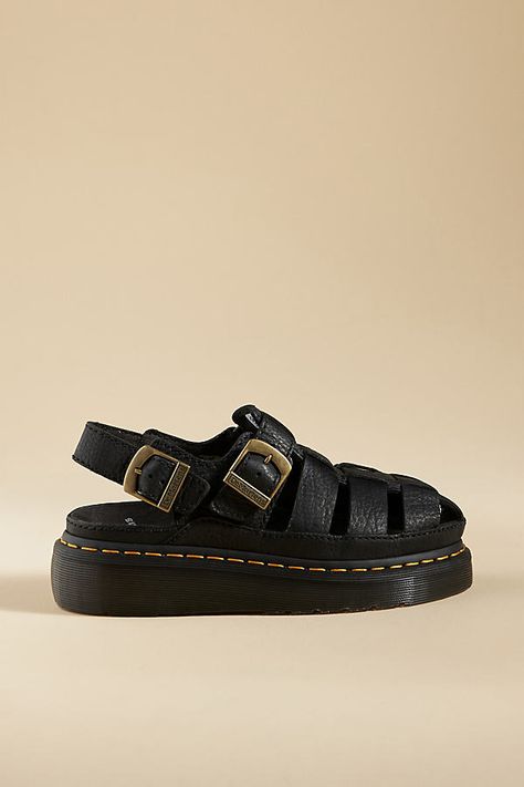 Leather upper Synthetic insole, sole Buckle styling Imported | Archive Fisherman Sandals by Dr. Martens in Black, Women's, Size: 10, Leather at Anthropologie Dr Martin Sandals, Fisherman Sandals Outfit, Doc Sandals, Doc Marten Sandals, Enby Fashion, Planned Outfits, Sandals Outfit Summer, 2024 Shoes, Neutral Aesthetic