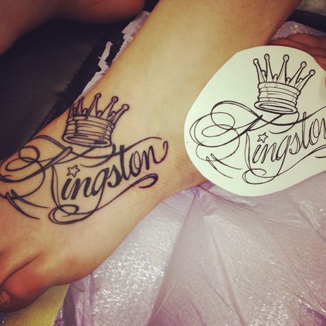 Kingston! Kingston Tattoo Name, Kingston Tattoo, Black Star Tattoo, Baby Tattoo, Nice Tattoos, Family Tattoo Designs, Family Tattoo, Star Tattoo, Dope Tattoos For Women