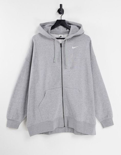 Gray Nike Zip Hoodie, Zip Up Hoodie Nike, Nike Oversized Zip Up Hoodie, Oversized Nike Hoodies, Grey Nike Zip Up Hoodie Outfit, Over Size Zip Up Hoodie, Oversized Zip Up, Grey Zip Up, Grey Zip Up Hoodie Outfit