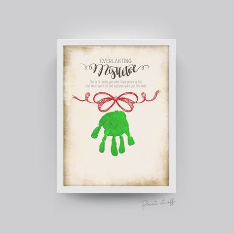 Mistletoe Handprint, Mistletoe Craft, Mistletoe Print, Handprint Christmas, Footprint Art, Handprint Art, Baby Memories, Craft Time, Free Prints