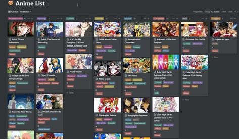 #Anime_Watch_List #Notion_Meal_Planner #Meal_Planner_Notion #Stars_Classroom Anime Watch List, Anime Watchlist, Free Notion Templates, Stars Classroom, School Template, Anime List, Kanban Board, Digital Organization, Notion Templates