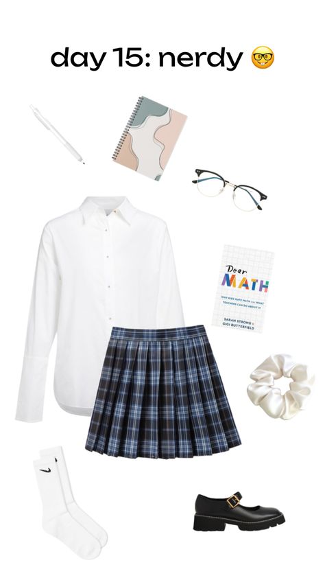 day 15: nerdy #aesthetic #summeroutfit #thatgirl #summeraesthetic #outfitinspiration #fitinspo #nerd #skirt #30daysofoutfits Nerdy Aesthetic, Nerdy Outfits, Outfits For Girls, Summer Aesthetic, Quince, Fitness Inspo, Outfit Inspirations, Cut Out, Summer Outfits