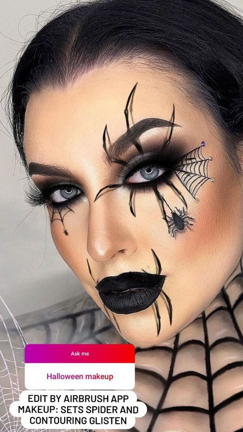 Spider Queen Costume Make Up, Womens Spider Costume, Spider Eye Makeup Halloween, Spider Man Makeup Women, Spider Woman Makeup, Spider Make Up, Spider Queen Makeup, Spider Makeup Halloween, Spider Woman Halloween