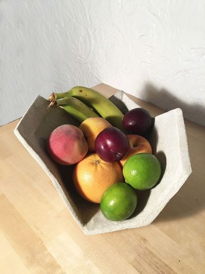 geometric cement fruit bowl, concrete masonry, crafts, how to, living room ideas Concrete Fruit Bowl, Fruit Bowl Art, Diy Fruit Bowl, Hypertufa Projects, Door Remodel, Painted Branches, Chalk Paint Wax, Paper Towel Tubes, Bowl Art