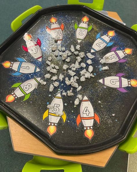 Planets Eyfs Activities, Space Maths Eyfs, Planet Preschool Activities, Rocket Activities For Preschool, Space Role Play Area Eyfs, Galaxy Activities For Kids, Eyfs Space Activities, Space Activities Eyfs, Space Kindergarten Activities