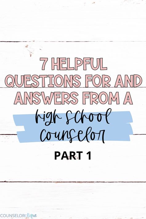 Here is a summary of questions and answers to/from a high school counselor from other school counselors. This post covers a range of topics like college and career readiness, 504 plan organization, and the management of tough parents. #counselorclique High School Counselor Organization, High School Counselor Resources, School Counseling High School, High School Counseling Office, School Counselor Organization, Counseling Questions, Academic Coach, Plan Organization, College And Career Readiness