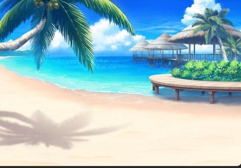 Gacha Club Beach Background, Anime Pool Background, Gacha Beach Background, Beach Anime Background, Anime Beach Background, Animated Beach, Tropical Beach Background, Beach Episode, Video Game Backgrounds