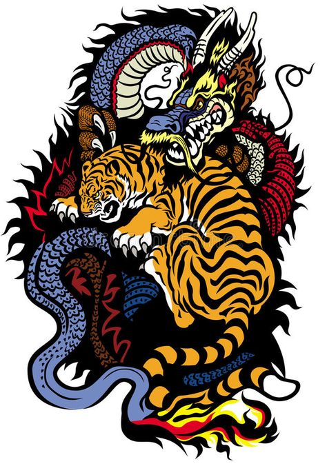 Dragon and tiger fighting. Tattoo illustration , #spon, #tiger, #Dragon, #fighting, #illustration, #Tattoo #ad Dragon And Tiger Tattoo, Dragon And Tiger, Dragon Wallpaper, Hypebeast Wallpaper, Japanese Dragon, Tattoo Illustration, Tiger Art, Tiger Tattoo, Dope Art