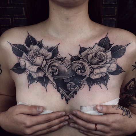 Tattoo Designs Female, Chest Tattoo Designs Female, Geometric Chest, Full Chest Tattoos, Tattoo Ideas Unique, Chest Tattoo Female, Tattoo Female, Chest Tattoos For Women, Chest Piece Tattoos