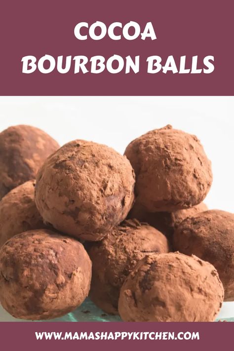 Cocoa Bourbon Balls Bourbon Cake Balls, Bourbon Truffles Recipe, Bourbon Truffles, Bourbon Balls Recipe, Bourbon Cake, Cocoa Powder Recipes, Bourbon Balls, Butterscotch Cake, Bourbon Recipes