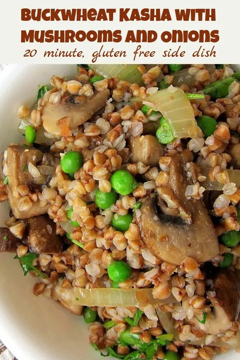 Kasha Recipes, Kasha Recipe, Buckwheat Recipes, Buckwheat Groats, Gluten Free Sides Dishes, Rice And Peas, Mushroom And Onions, Truffle Oil, Grain Foods