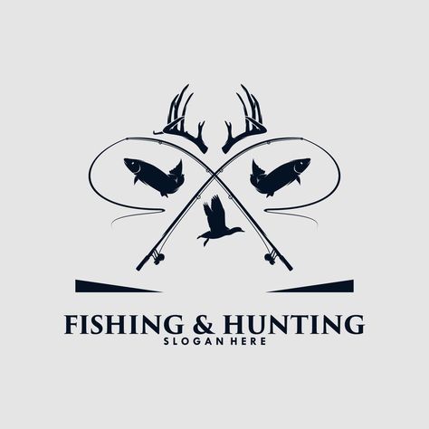 Fishing And Hunting Logo, Fishing Logo Design, Hunting Logo, Fishing Logo, Hunting Decal, Hunting Club, Information Art, Hunting And Fishing, Fish Logo