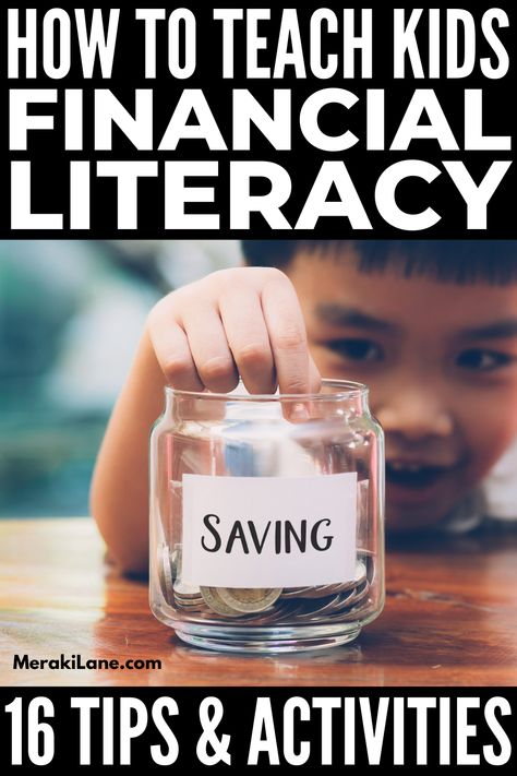 16 Fun and Easy Ways to Teach Financial Literacy to Kids Money Activities For Kids, Homeschool Personal Finance, Teaching Budgeting To Teens, Economics For Kids, Teaching Kids Money Management, Financial Literacy For Kids, Finance Literacy, Kids Financial Literacy, Financial Literacy Activities