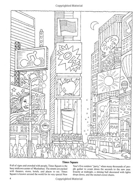 New York for Kids: 25 Big Apple Sites to Color (Dover Coloring Books): Patricia J. Wynne City Concept, Anatomy Coloring Book, Coloring Books For Adults, Paisley Color, Abstract Coloring Pages, New York Graffiti, Books For Adults, Adult Colouring Pages, Apple Coloring