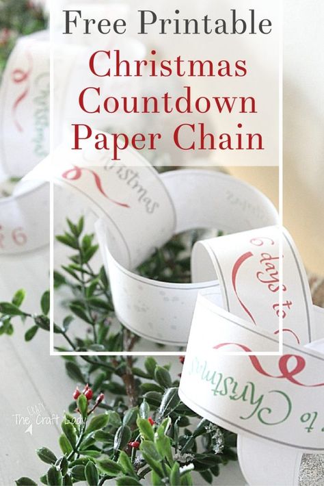 Christmas Countdown Paper Chain - a free printable template from the crazy craft lady Christmas Countdown Chain, Countdown Paper Chain, Christmas Paper Chain, Countdown Till Christmas, Countdown Chain, Countdown Until Christmas, Christmas Countdown Printable, Christmas Paper Chains, Diy Christmas Paper